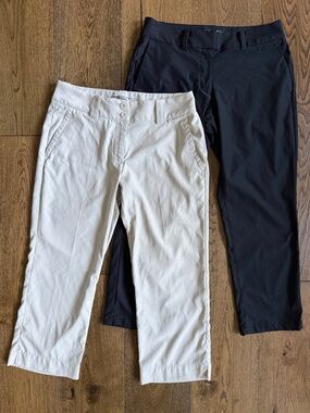 Nike Golf Tour Performance DriFit Women's Cropped Ankle Pants Duo, Black & Cream